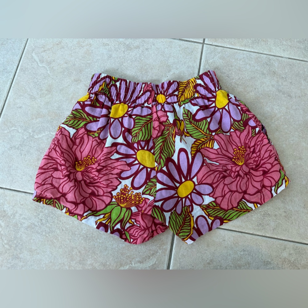 S/W/F Anthropologie Frida Floral Linen Pull On High Rise Shorts linen - Picture 5 of 8